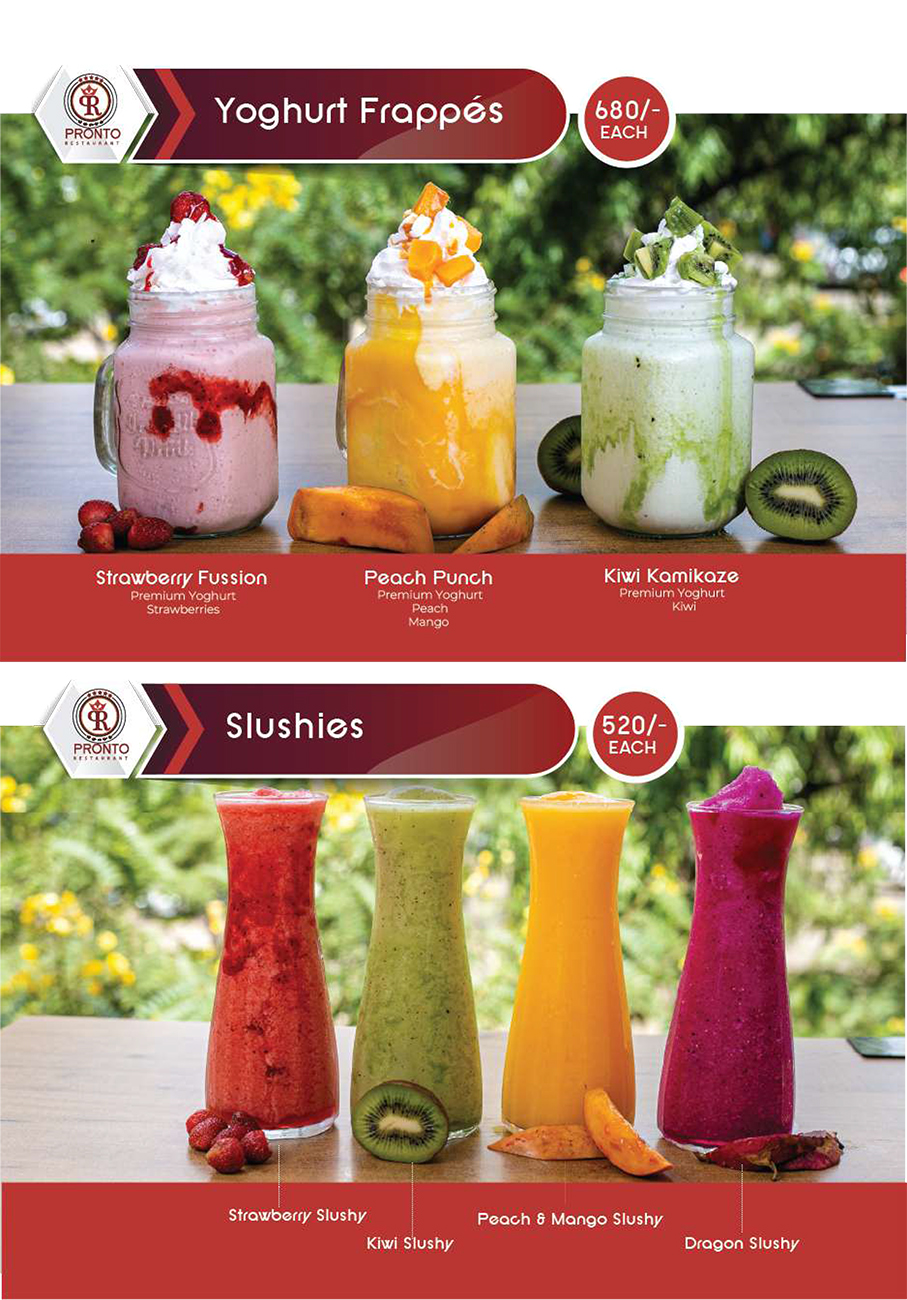 Pronto Restaurant Juices and Drinks